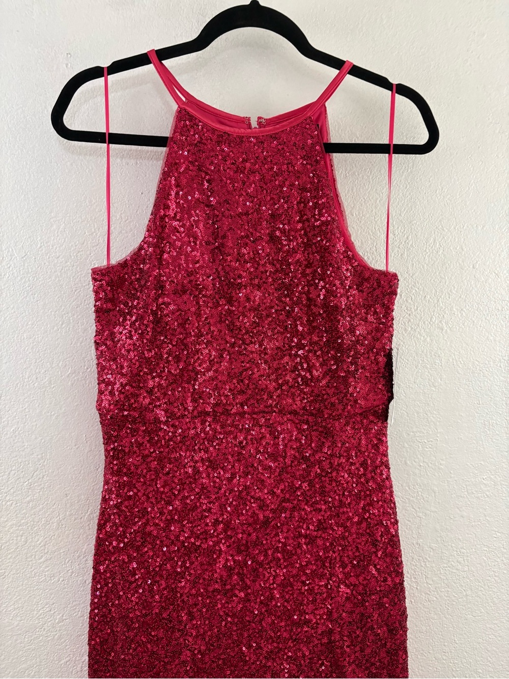 Bob Mackie Women's Sequin Sleeveless Midi Sheath Dress in Fuchsia - Picture 3 of 6